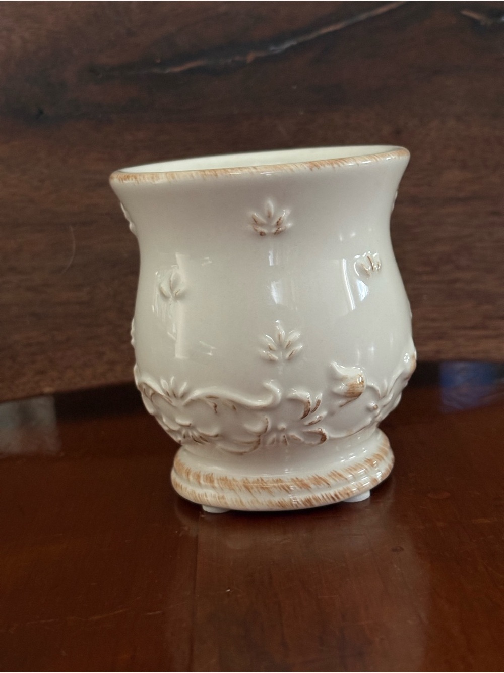 Yankee Candle Ceramic Votive Holder White Floral Pedestal Decorative